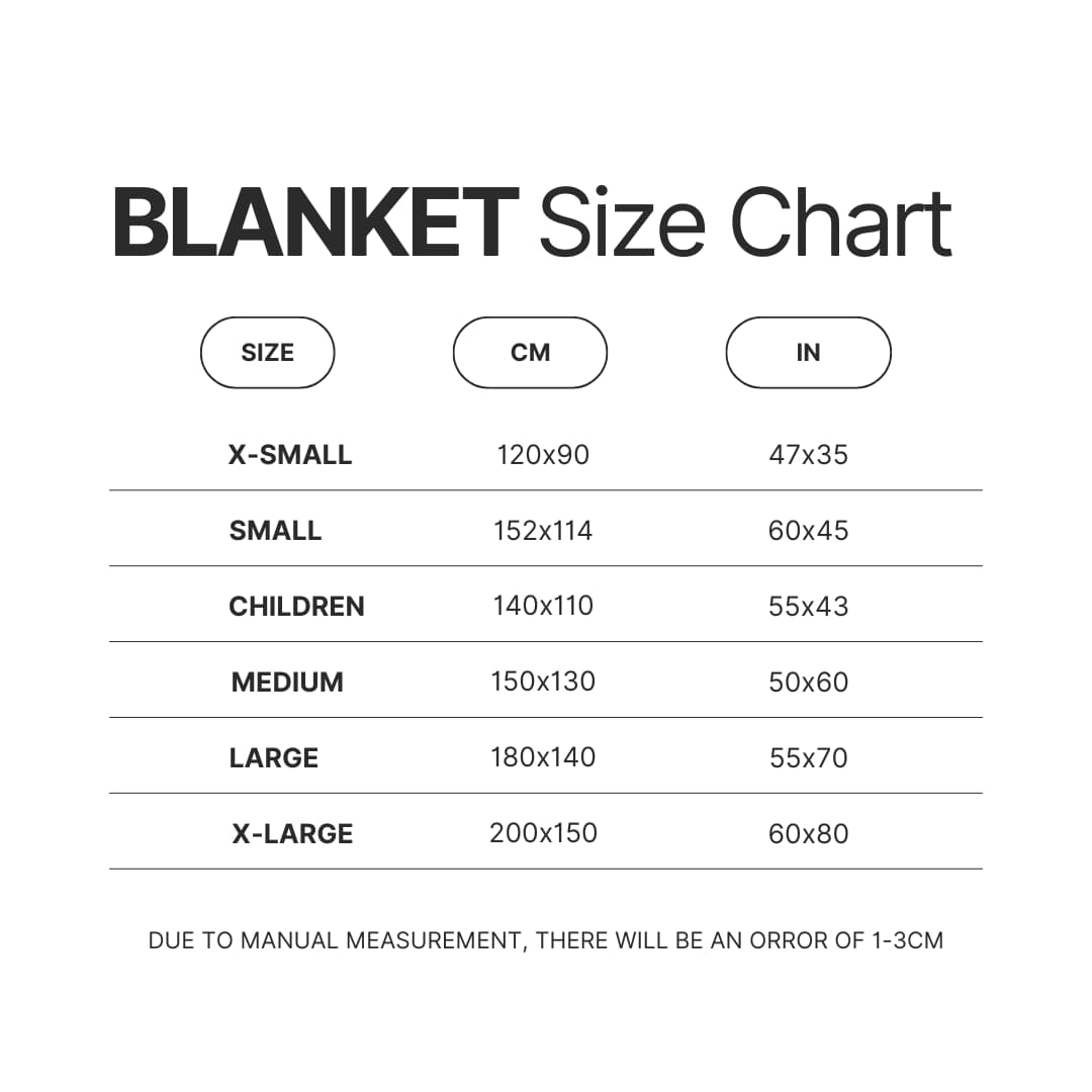 Blanket Size Chart - Halo Merch