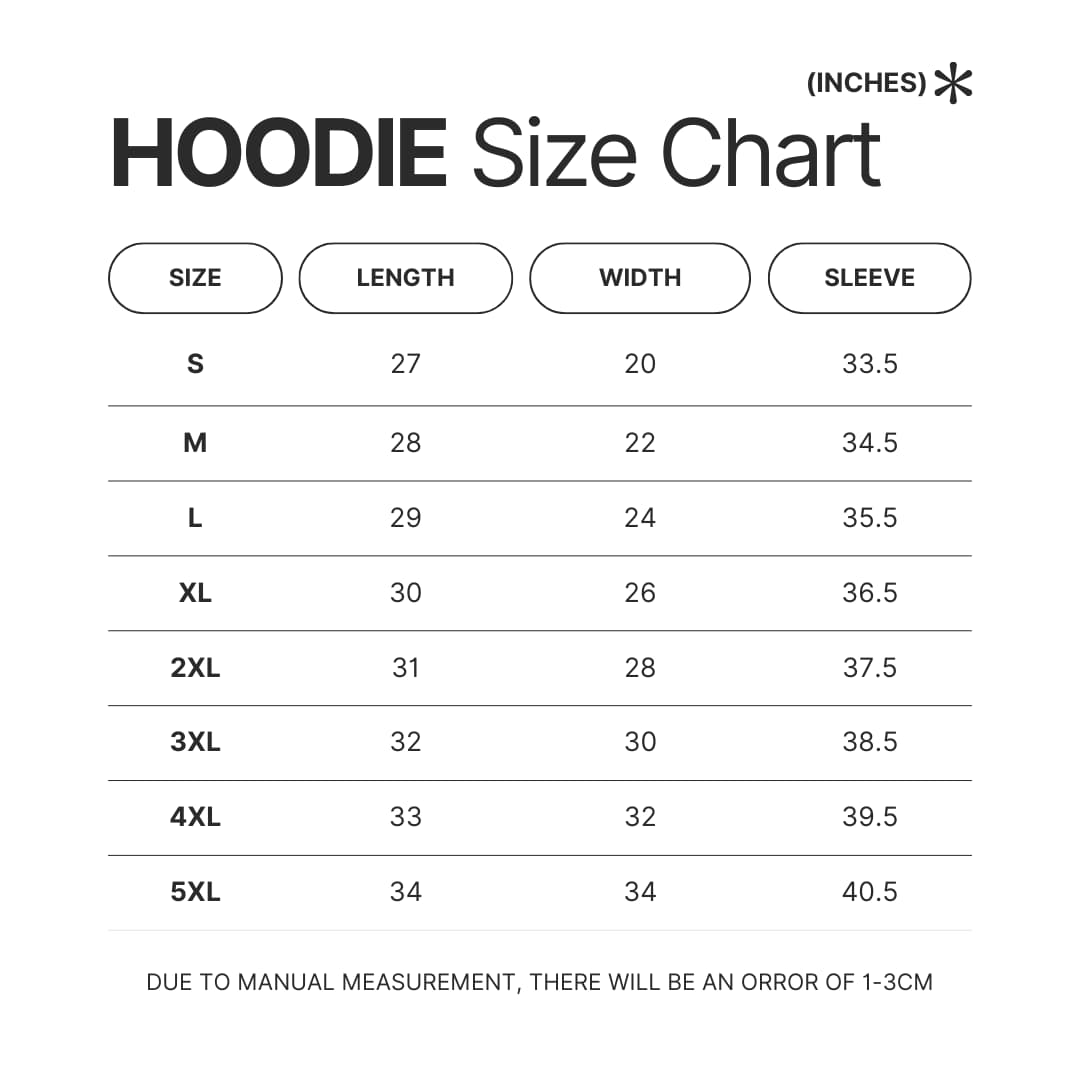 Hoodie Size Chart - Halo Merch