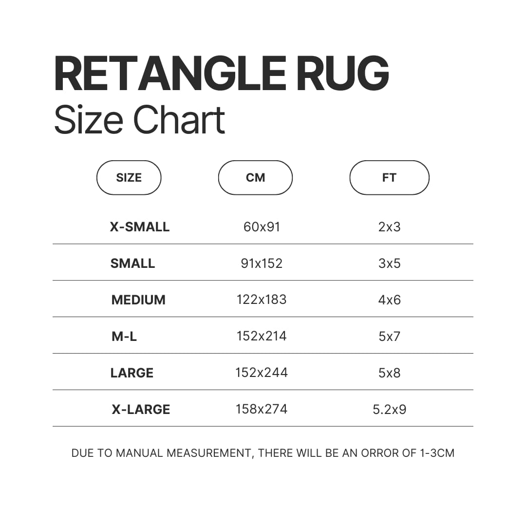 Retangle Rug Size Chart - Halo Merch