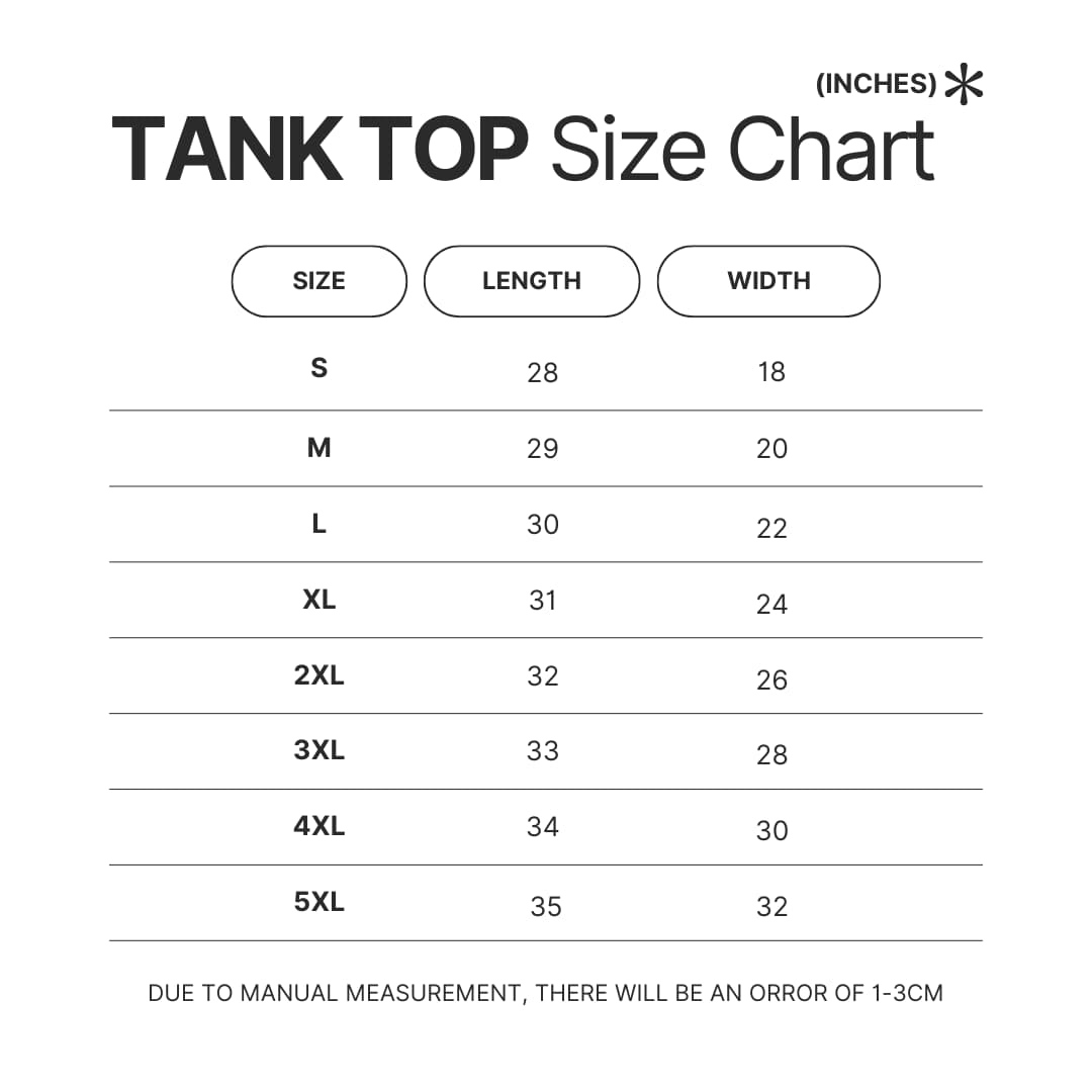 Tank Top Size Chart - Halo Merch