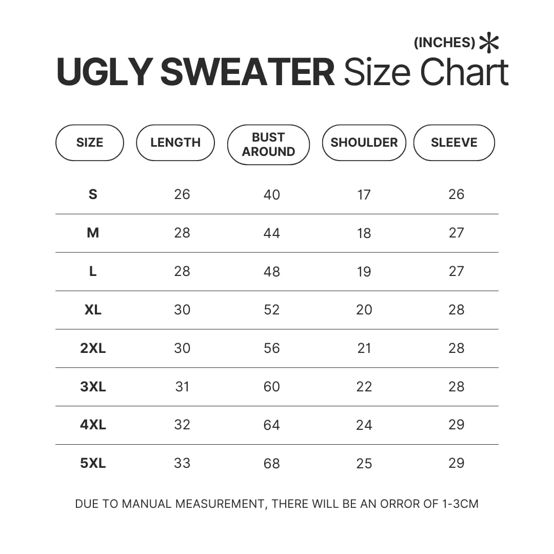 Ugly Sweater Size Chart - Halo Merch