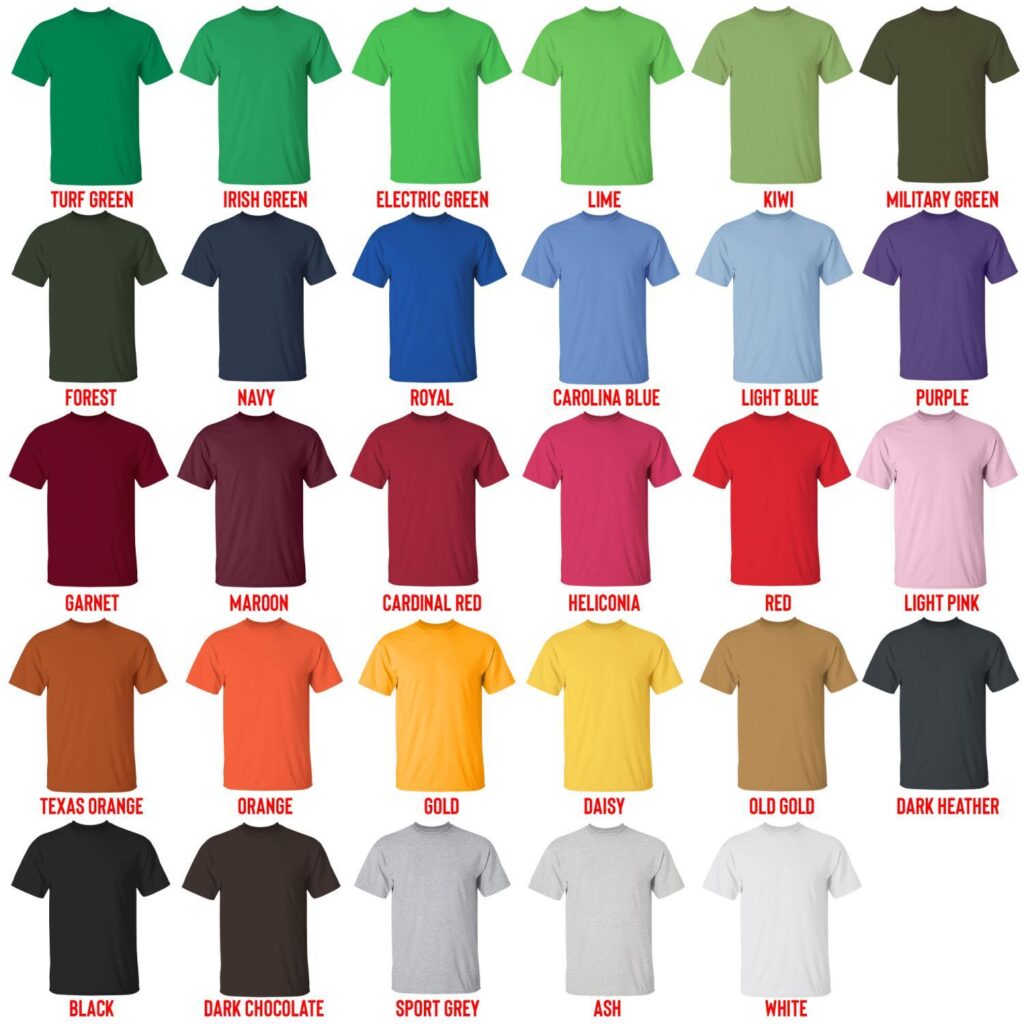 t shirt color chart - Halo Merch