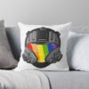 Halo Cqb Helmet - Gay Pride Flag Visor Variant Throw Pillow Official Halo Merch Store Merch